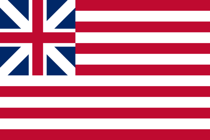 The Grand Union flag of the American Revolution and the United States as of July 4th, 1776.